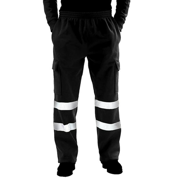 Men Hi Vis Cargo Combat Reflective Safety Jogging Bottom Trousers Workwear S-3XL